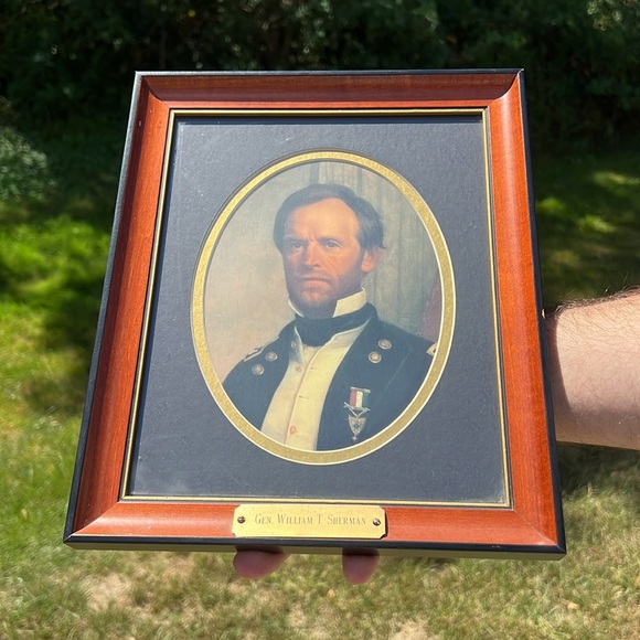 General William Sherman Civil War General Framed Portrait with Plaque Wall Art - Picture 1 of 10